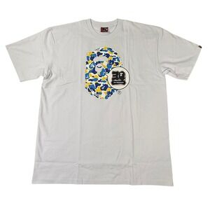BAPE 30th Anniversary White Camo Ape Head Graphic T-Shirt Mens 2XL 001TEJ221054F